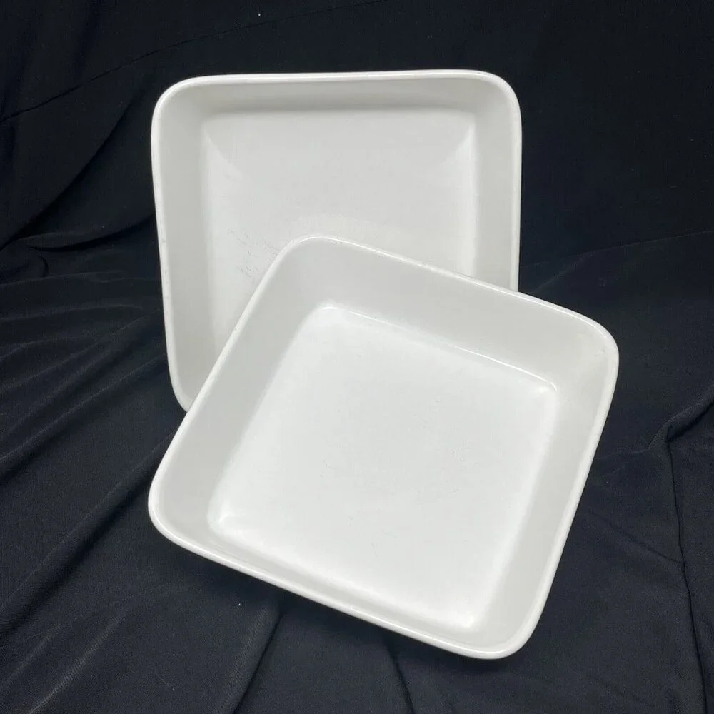 Oven Proof Japan Square Ribbed‎ Baking Dish Ramekin White 6